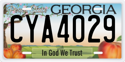 GA license plate CYA4029