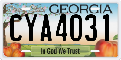 GA license plate CYA4031