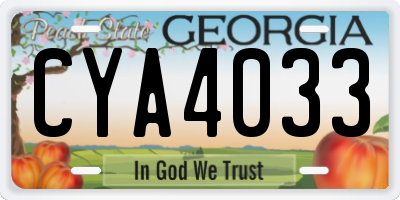 GA license plate CYA4033