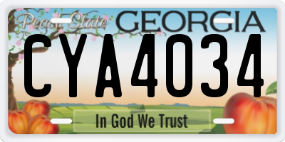 GA license plate CYA4034