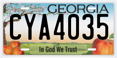 GA license plate CYA4035