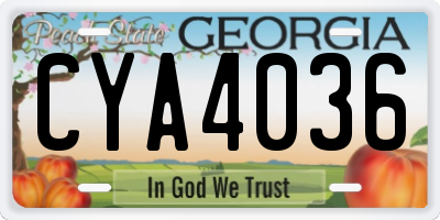 GA license plate CYA4036