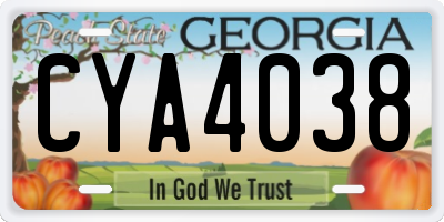 GA license plate CYA4038