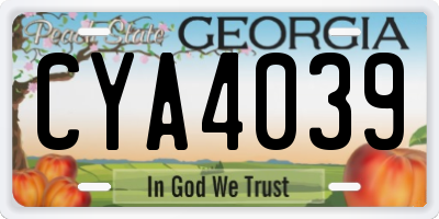 GA license plate CYA4039