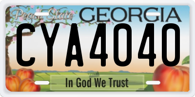 GA license plate CYA4040