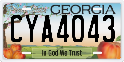 GA license plate CYA4043