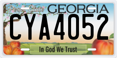 GA license plate CYA4052