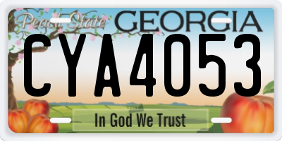 GA license plate CYA4053
