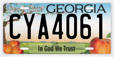 GA license plate CYA4061