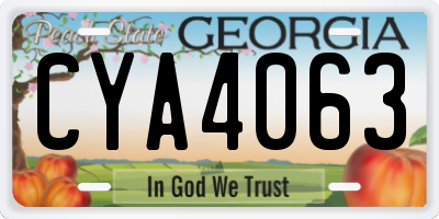 GA license plate CYA4063