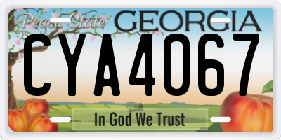 GA license plate CYA4067