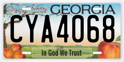 GA license plate CYA4068