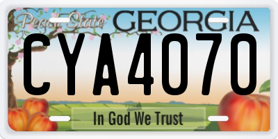 GA license plate CYA4070
