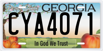 GA license plate CYA4071