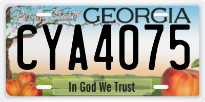 GA license plate CYA4075