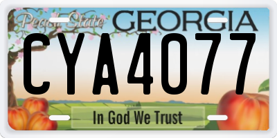 GA license plate CYA4077