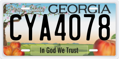GA license plate CYA4078