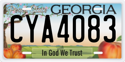 GA license plate CYA4083