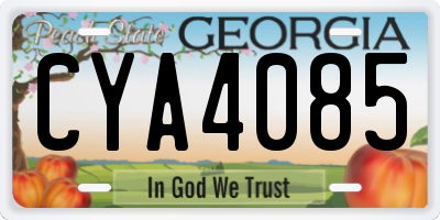 GA license plate CYA4085