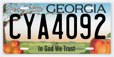 GA license plate CYA4092