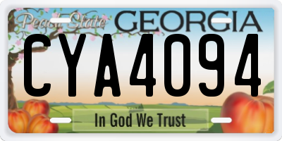 GA license plate CYA4094