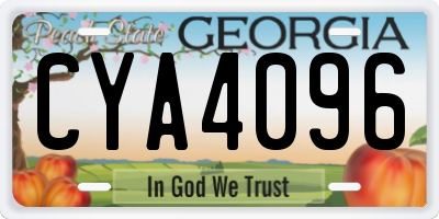 GA license plate CYA4096