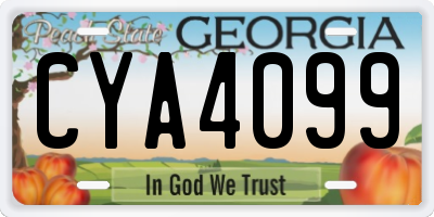 GA license plate CYA4099