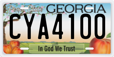 GA license plate CYA4100