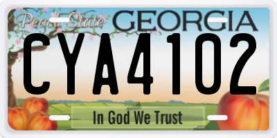 GA license plate CYA4102
