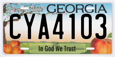 GA license plate CYA4103