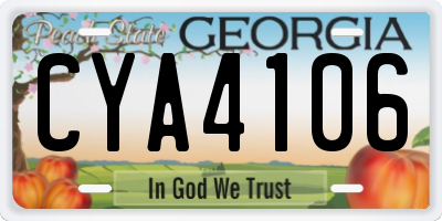 GA license plate CYA4106