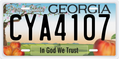 GA license plate CYA4107
