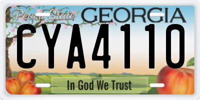 GA license plate CYA4110
