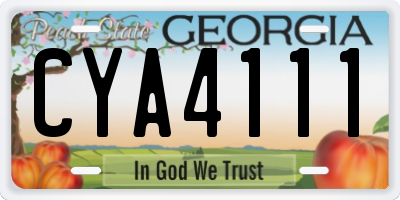 GA license plate CYA4111