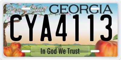 GA license plate CYA4113