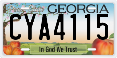 GA license plate CYA4115