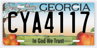GA license plate CYA4117