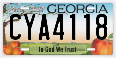 GA license plate CYA4118
