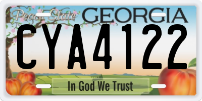 GA license plate CYA4122