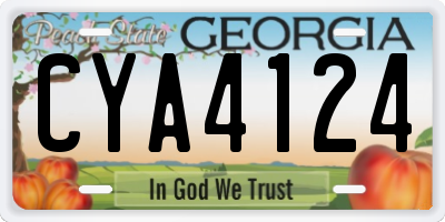 GA license plate CYA4124