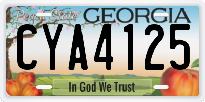 GA license plate CYA4125