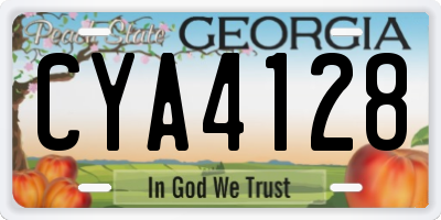 GA license plate CYA4128