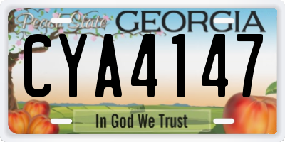 GA license plate CYA4147
