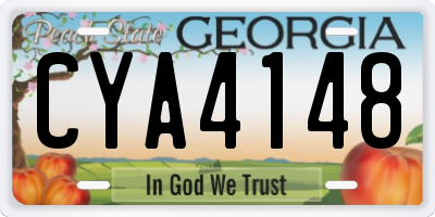 GA license plate CYA4148