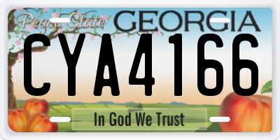 GA license plate CYA4166