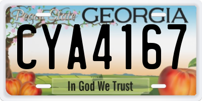 GA license plate CYA4167