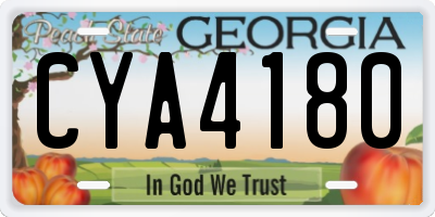GA license plate CYA4180