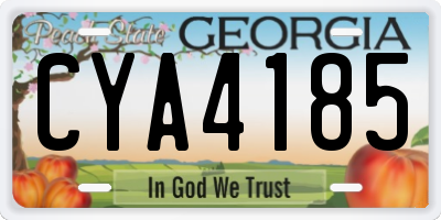 GA license plate CYA4185