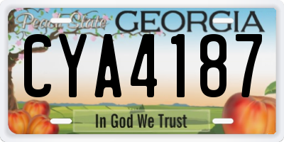 GA license plate CYA4187