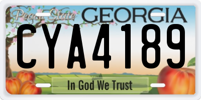 GA license plate CYA4189